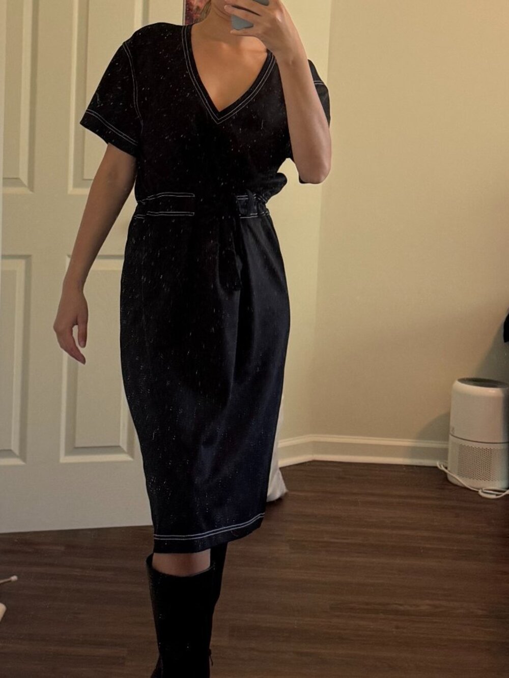 Zara Black Midi Dress Timeless Workwear (Size: Small)